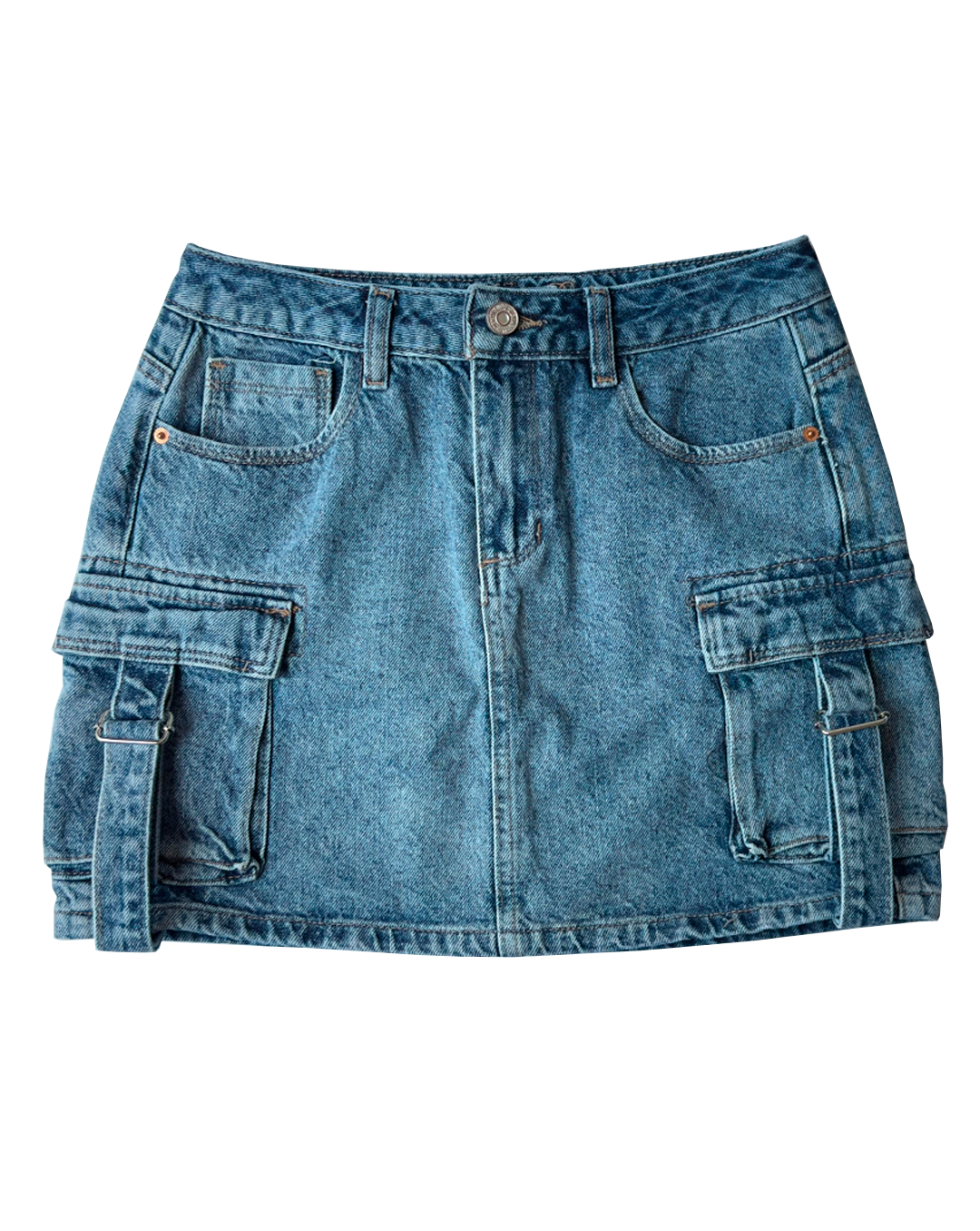 Minifalda de mezclilla estilo cargo urbano para mujer, moda Moona House