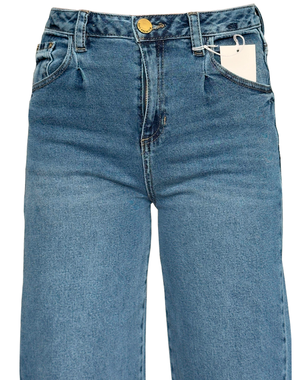 Jeans rectos de mezclilla azul básicos, estilo moderno Moona House