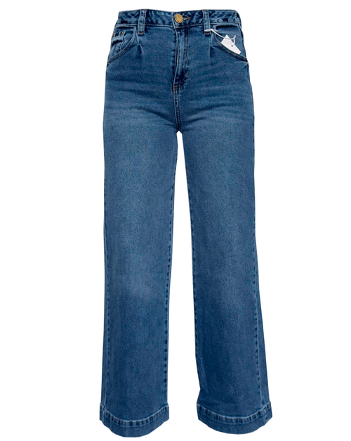 Jeans rectos azules básicos, prenda esencial de mezclilla Moona House