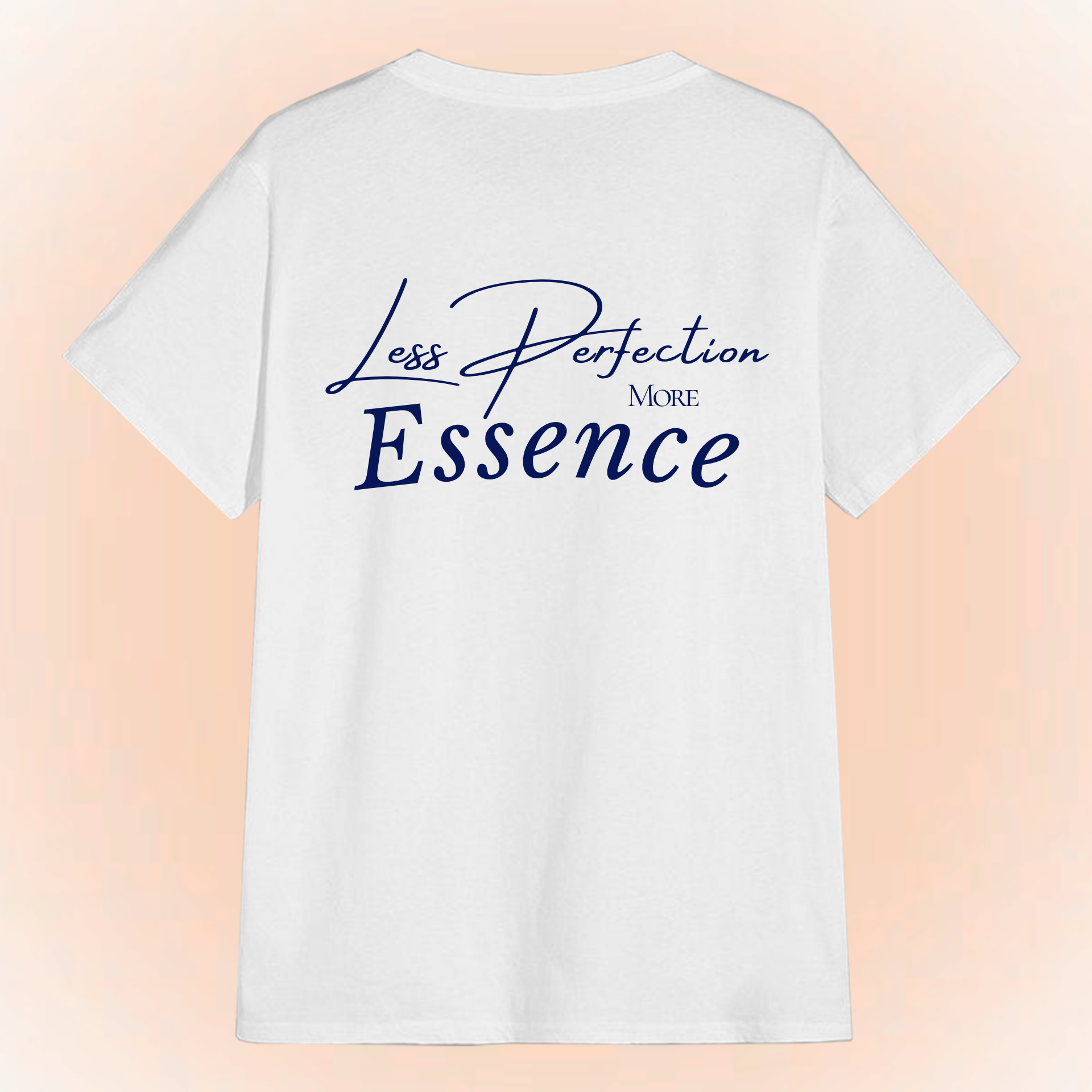Playera blanca oversized con estampado detrás less perfection more essence, moda urbana Moona House